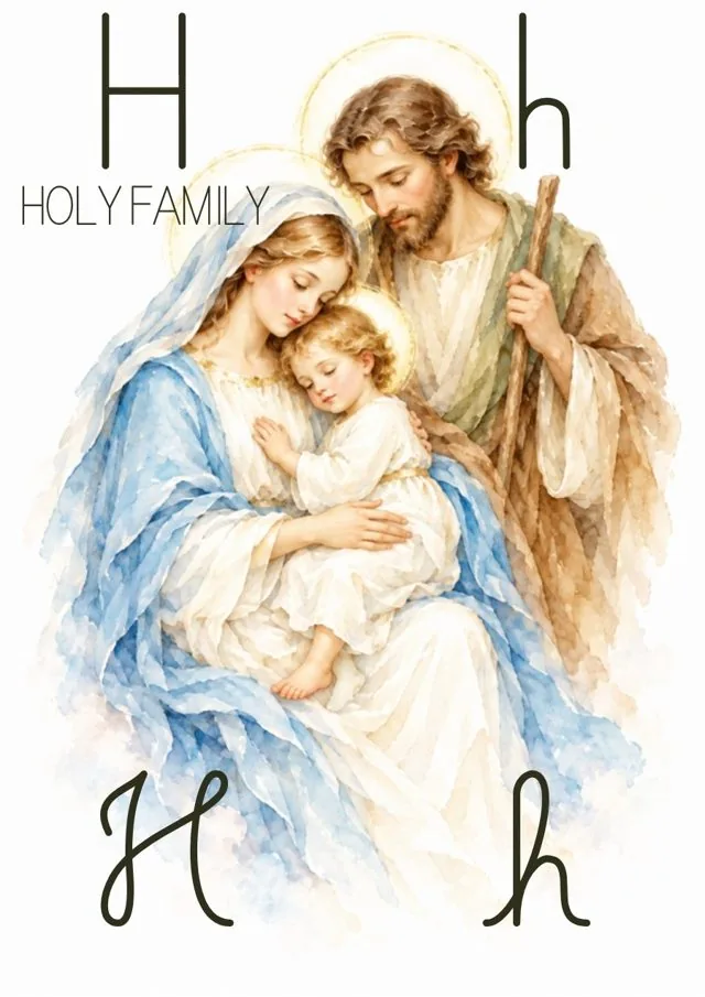 Letter H card: Holy Family